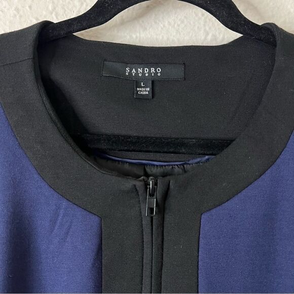 Sandro Studio Colorblock Zip Up Cardigan Blazer Size Large - Picture 2 of 9